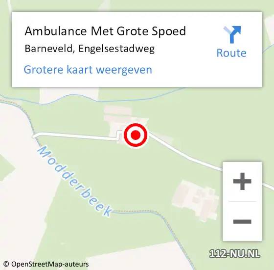 Locatie op kaart van de 112 melding: Ambulance Met Grote Spoed Naar Barneveld, Engelsestadweg op 16 februari 2022 02:17