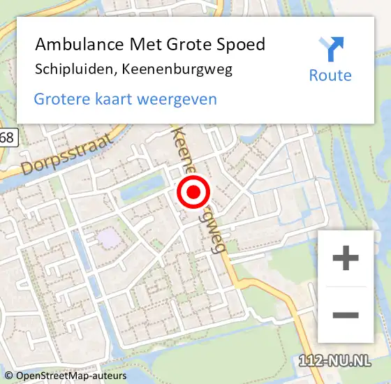 Locatie op kaart van de 112 melding: Ambulance Met Grote Spoed Naar Schipluiden, Keenenburgweg op 16 februari 2022 02:17