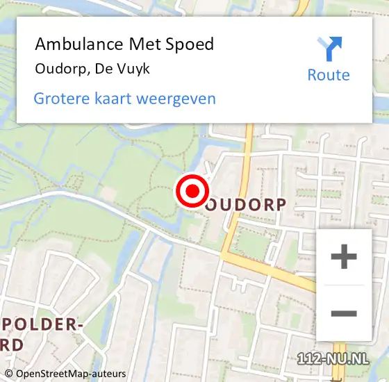 Locatie op kaart van de 112 melding: Ambulance Met Spoed Naar Oudorp, De Vuyk op 16 februari 2022 02:28