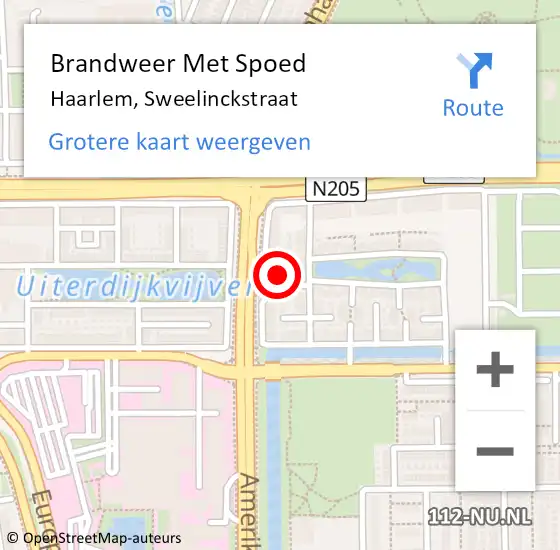 Locatie op kaart van de 112 melding: Brandweer Met Spoed Naar Haarlem, Sweelinckstraat op 16 februari 2022 02:51