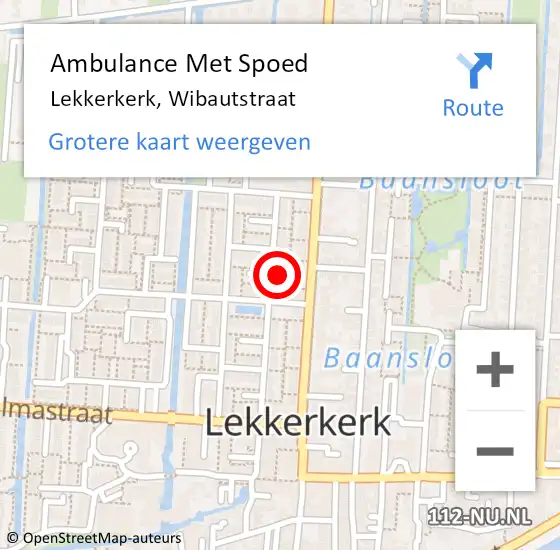 Locatie op kaart van de 112 melding: Ambulance Met Spoed Naar Lekkerkerk, Wibautstraat op 16 februari 2022 02:51