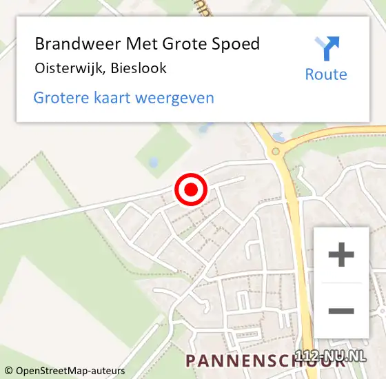 Locatie op kaart van de 112 melding: Brandweer Met Grote Spoed Naar Oisterwijk, Bieslook op 16 februari 2022 04:01