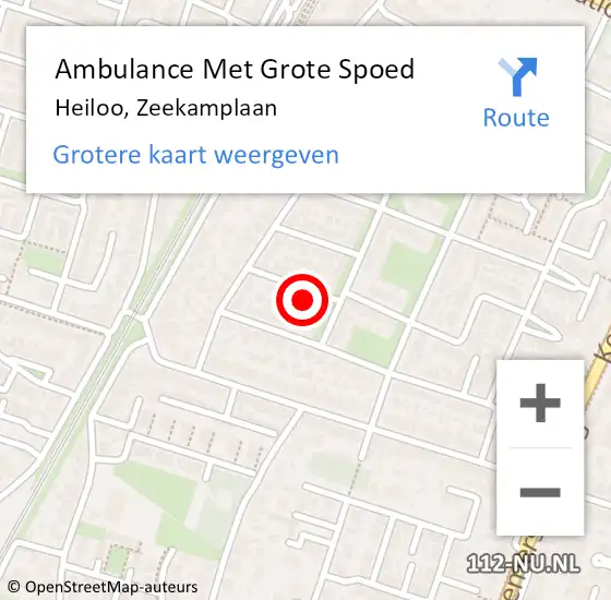 Locatie op kaart van de 112 melding: Ambulance Met Grote Spoed Naar Heiloo, Zeekamplaan op 16 februari 2022 04:05