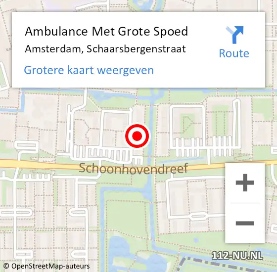 Locatie op kaart van de 112 melding: Ambulance Met Grote Spoed Naar Amsterdam-Zuidoost, Schaarsbergenstraat op 16 februari 2022 04:18