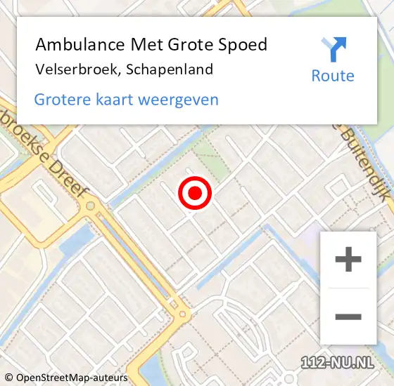 Locatie op kaart van de 112 melding: Ambulance Met Grote Spoed Naar Velserbroek, Schapenland op 16 februari 2022 05:01