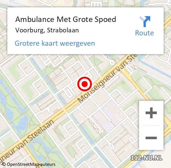 Locatie op kaart van de 112 melding: Ambulance Met Grote Spoed Naar Voorburg, Strabolaan op 16 februari 2022 05:39