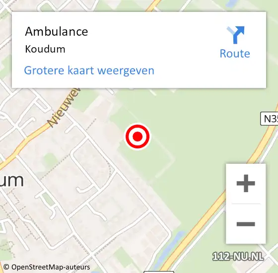 Locatie op kaart van de 112 melding: Ambulance Koudum op 16 februari 2022 06:16