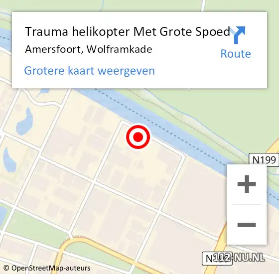 Locatie op kaart van de 112 melding: Trauma helikopter Met Grote Spoed Naar Amersfoort, Wolframkade op 16 februari 2022 06:17