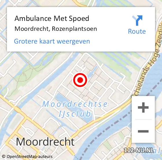 Locatie op kaart van de 112 melding: Ambulance Met Spoed Naar Moordrecht, Rozenplantsoen op 16 februari 2022 06:25