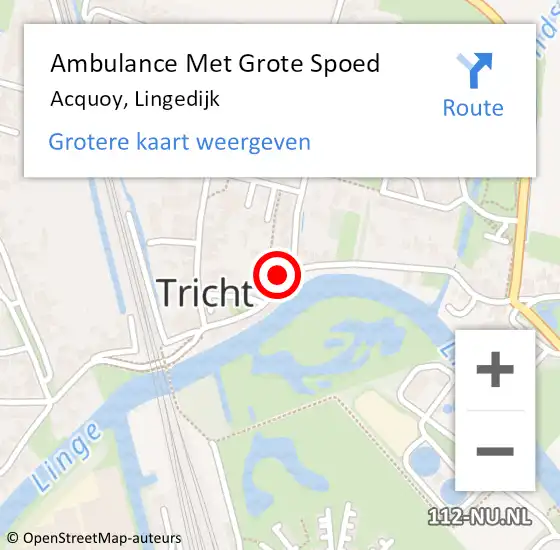 Locatie op kaart van de 112 melding: Ambulance Met Grote Spoed Naar Acquoy, Lingedijk op 16 februari 2022 06:30