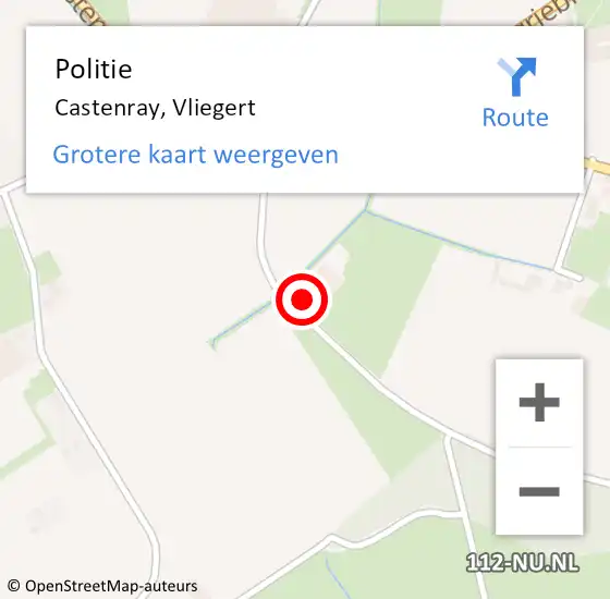 Locatie op kaart van de 112 melding: Politie Castenray, Vliegert op 16 februari 2022 06:30