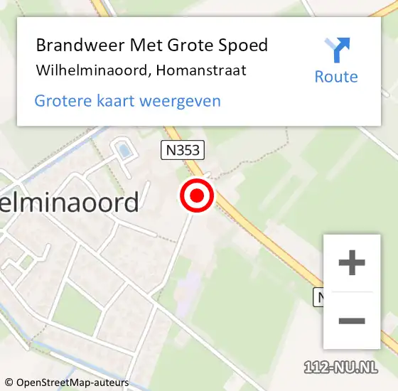 Locatie op kaart van de 112 melding: Brandweer Met Grote Spoed Naar Wilhelminaoord, Homanstraat op 8 juli 2014 12:17