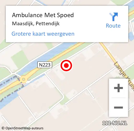 Locatie op kaart van de 112 melding: Ambulance Met Spoed Naar Maasdijk, Pettendijk op 16 februari 2022 07:02