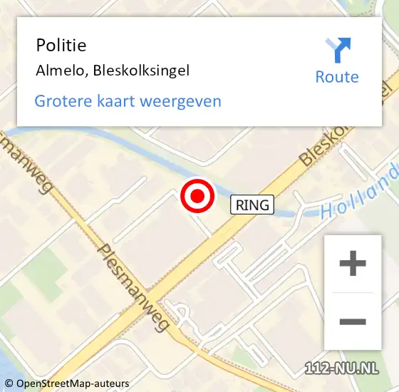 Locatie op kaart van de 112 melding: Politie Almelo, Bleskolksingel op 16 februari 2022 07:18