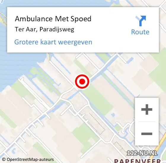 Locatie op kaart van de 112 melding: Ambulance Met Spoed Naar Ter Aar, Paradijsweg op 7 oktober 2013 16:38