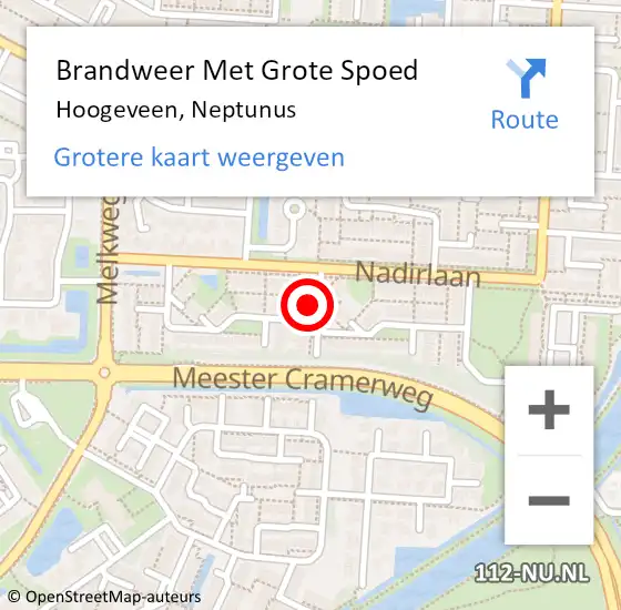 Locatie op kaart van de 112 melding: Brandweer Met Grote Spoed Naar Hoogeveen, Neptunus op 8 juli 2014 12:20