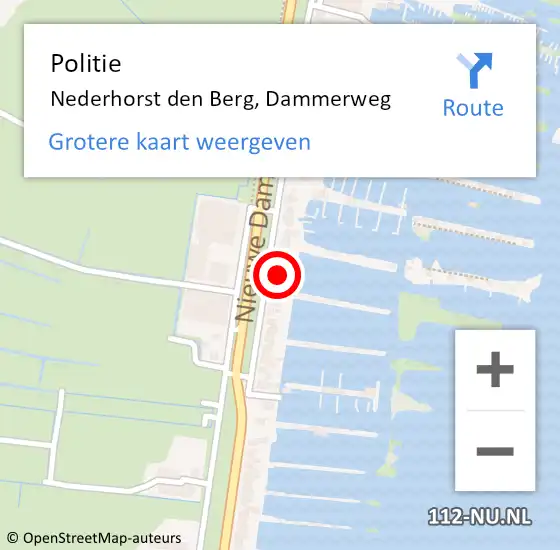 Locatie op kaart van de 112 melding: Politie Nederhorst den Berg, Dammerweg op 16 februari 2022 07:45