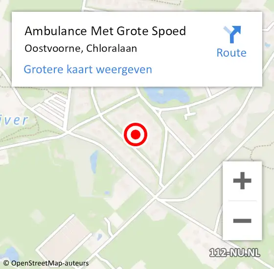 Locatie op kaart van de 112 melding: Ambulance Met Grote Spoed Naar Oostvoorne, Chloralaan op 16 februari 2022 08:02