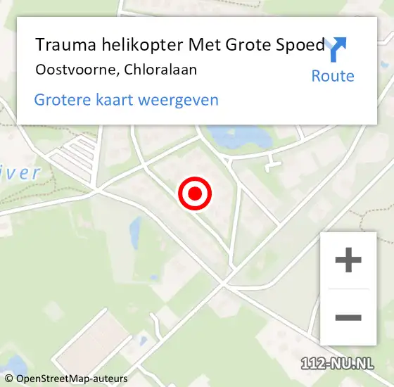 Locatie op kaart van de 112 melding: Trauma helikopter Met Grote Spoed Naar Oostvoorne, Chloralaan op 16 februari 2022 08:04