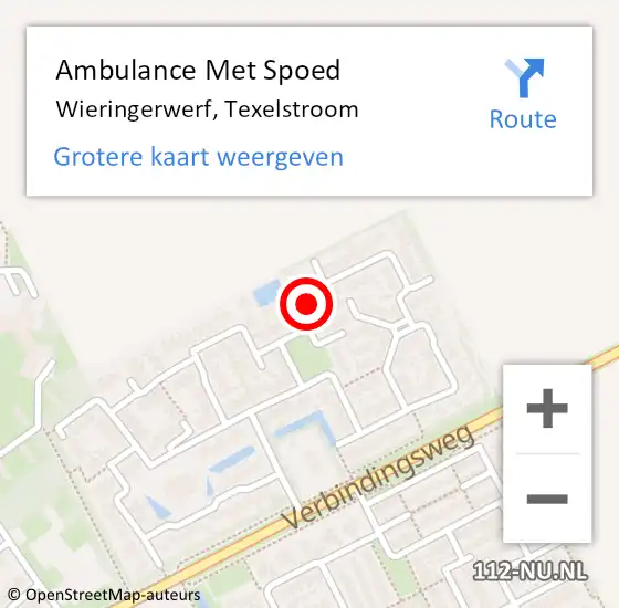 Locatie op kaart van de 112 melding: Ambulance Met Spoed Naar Wieringerwerf, Texelstroom op 16 februari 2022 08:18