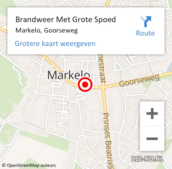 Locatie op kaart van de 112 melding: Brandweer Met Grote Spoed Naar Markelo, Goorseweg op 8 juli 2014 12:22