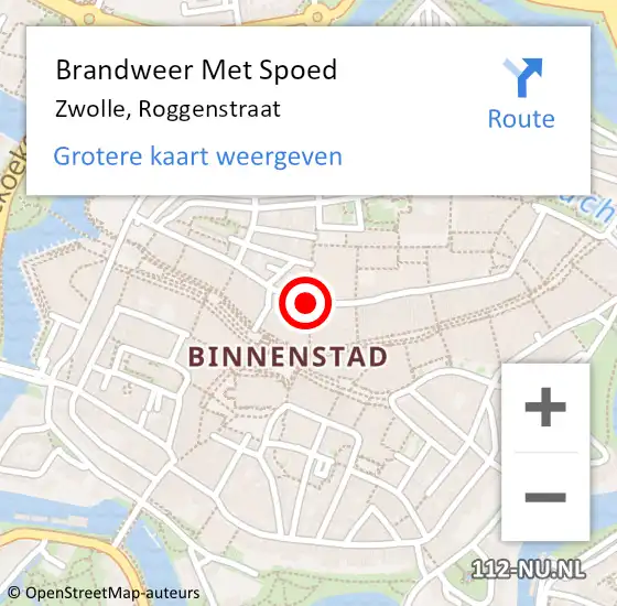 Locatie op kaart van de 112 melding: Brandweer Met Spoed Naar Zwolle, Roggenstraat op 16 februari 2022 09:13