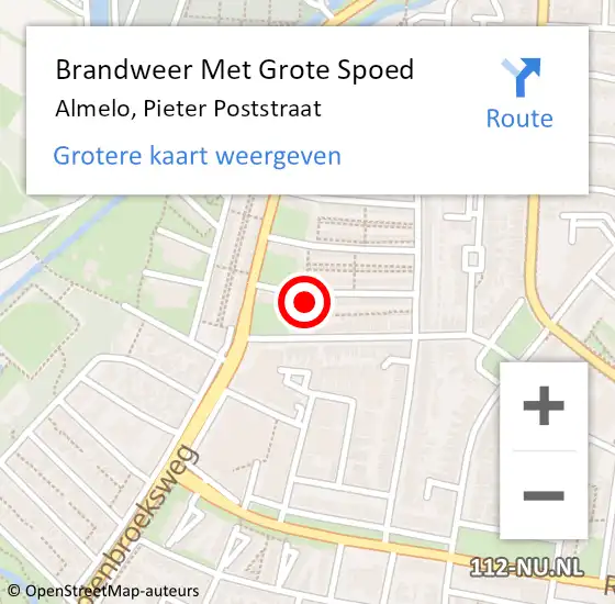 Locatie op kaart van de 112 melding: Brandweer Met Grote Spoed Naar Almelo, Pieter Poststraat op 7 oktober 2013 16:40