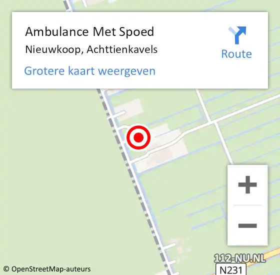 Locatie op kaart van de 112 melding: Ambulance Met Spoed Naar Nieuwkoop, Achttienkavels op 16 februari 2022 09:33