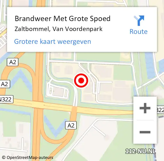 Locatie op kaart van de 112 melding: Brandweer Met Grote Spoed Naar Zaltbommel, Van Voordenpark op 16 februari 2022 09:33