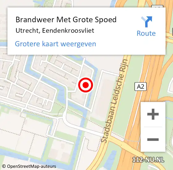 Locatie op kaart van de 112 melding: Brandweer Met Grote Spoed Naar Utrecht, Eendenkroosvliet op 16 februari 2022 09:40