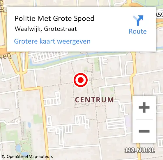 Locatie op kaart van de 112 melding: Politie Met Grote Spoed Naar Waalwijk, Grotestraat op 16 februari 2022 10:06