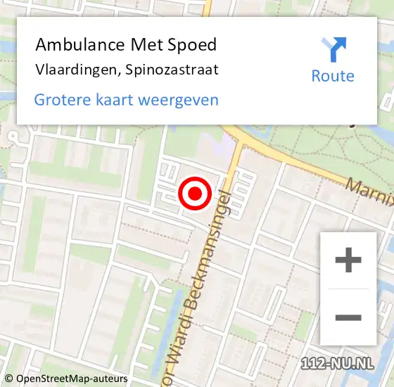 Locatie op kaart van de 112 melding: Ambulance Met Spoed Naar Vlaardingen, Spinozastraat op 16 februari 2022 10:17