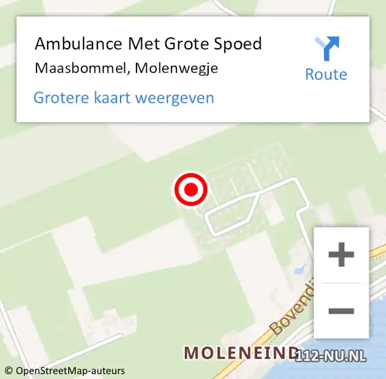 Locatie op kaart van de 112 melding: Ambulance Met Grote Spoed Naar Maasbommel, Molenwegje op 16 februari 2022 10:17