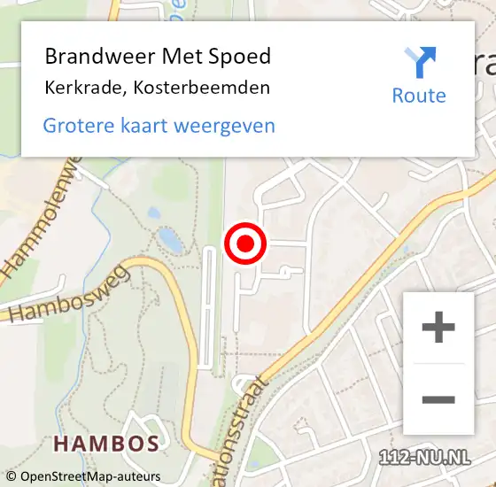 Locatie op kaart van de 112 melding: Brandweer Met Spoed Naar Kerkrade, Kosterbeemden op 16 februari 2022 10:28