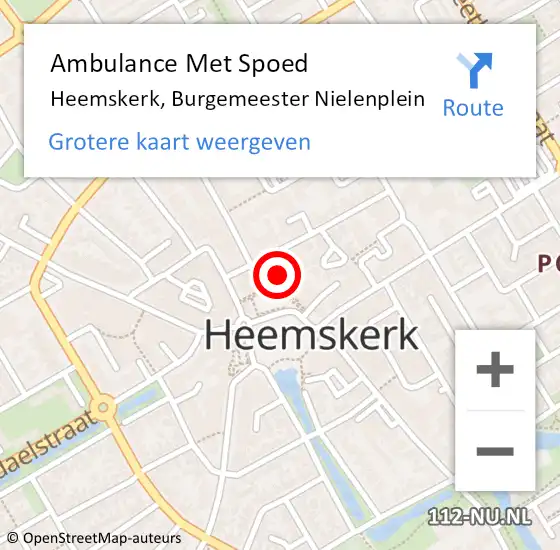 Locatie op kaart van de 112 melding: Ambulance Met Spoed Naar Heemskerk, Burgemeester Nielenplein op 16 februari 2022 10:43