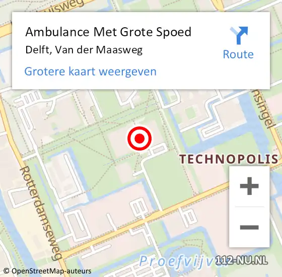 Locatie op kaart van de 112 melding: Ambulance Met Grote Spoed Naar Delft, Van der Maasweg op 16 februari 2022 10:55