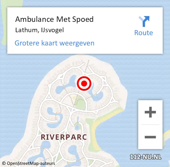 Locatie op kaart van de 112 melding: Ambulance Met Spoed Naar Lathum, IJsvogel op 16 februari 2022 11:17