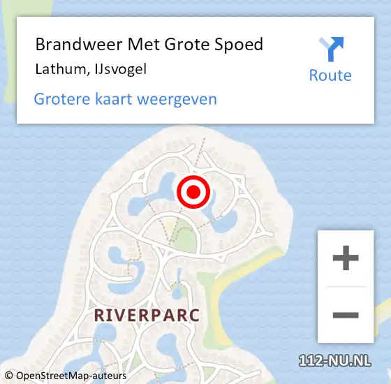 Locatie op kaart van de 112 melding: Brandweer Met Grote Spoed Naar Lathum, IJsvogel op 16 februari 2022 11:18