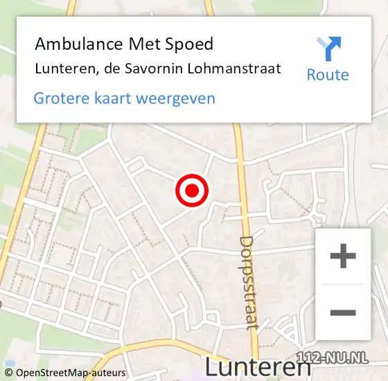 Locatie op kaart van de 112 melding: Ambulance Met Spoed Naar Lunteren, de Savornin Lohmanstraat op 16 februari 2022 11:20