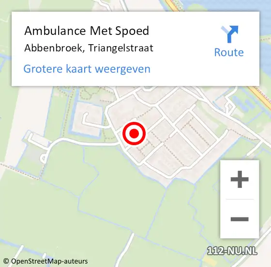 Locatie op kaart van de 112 melding: Ambulance Met Spoed Naar Abbenbroek, Triangelstraat op 16 februari 2022 11:28