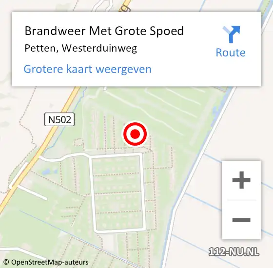 Locatie op kaart van de 112 melding: Brandweer Met Grote Spoed Naar Petten, Westerduinweg op 16 februari 2022 11:57