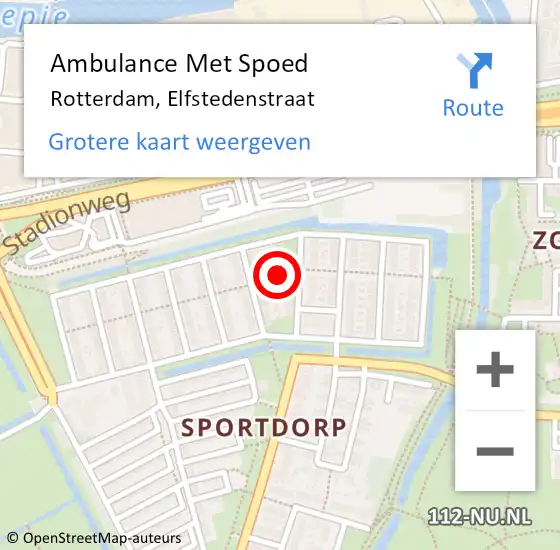 Locatie op kaart van de 112 melding: Ambulance Met Spoed Naar Rotterdam, Elfstedenstraat op 16 februari 2022 12:09