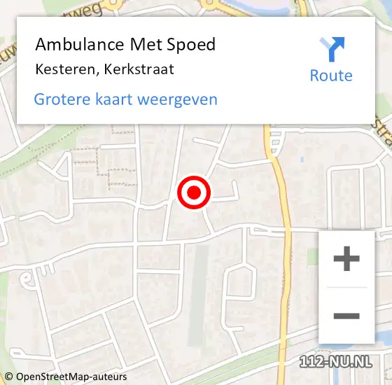 Locatie op kaart van de 112 melding: Ambulance Met Spoed Naar Kesteren, Kerkstraat op 16 februari 2022 12:12