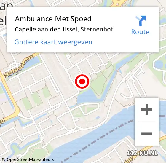 Locatie op kaart van de 112 melding: Ambulance Met Spoed Naar Capelle aan den IJssel, Sternenhof op 16 februari 2022 12:21