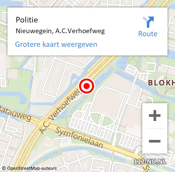 Locatie op kaart van de 112 melding: Politie Nieuwegein, A.C.Verhoefweg op 16 februari 2022 12:21