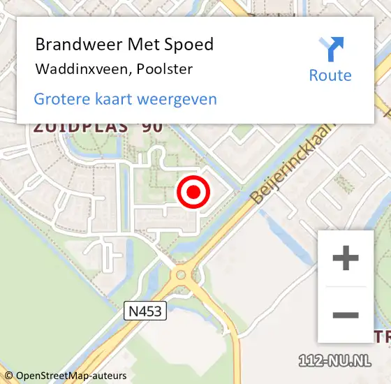 Locatie op kaart van de 112 melding: Brandweer Met Spoed Naar Waddinxveen, Poolster op 16 februari 2022 12:32