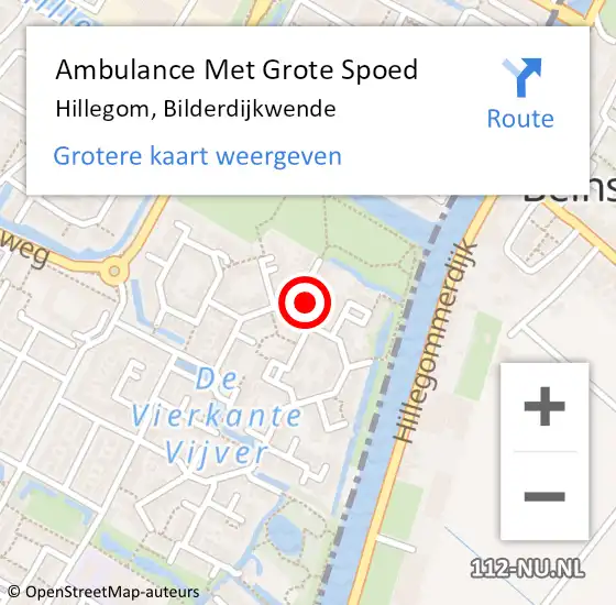 Locatie op kaart van de 112 melding: Ambulance Met Grote Spoed Naar Hillegom, Bilderdijkwende op 16 februari 2022 13:16