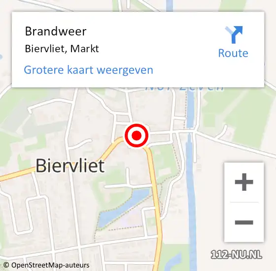 Locatie op kaart van de 112 melding: Brandweer Biervliet, Markt op 16 februari 2022 13:22