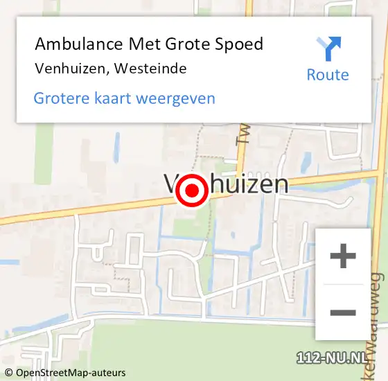 Locatie op kaart van de 112 melding: Ambulance Met Grote Spoed Naar Venhuizen, Westeinde op 16 februari 2022 13:26