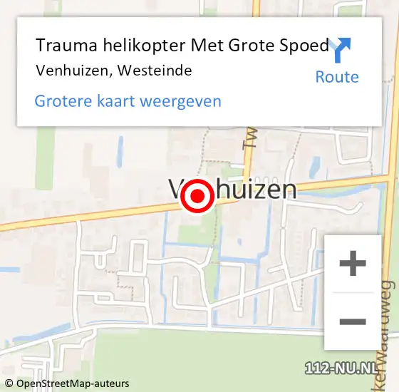 Locatie op kaart van de 112 melding: Trauma helikopter Met Grote Spoed Naar Venhuizen, Westeinde op 16 februari 2022 13:27